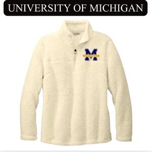 UNIVERSITY OF MICHIGAN (UofM) White Port Authority® Cozy 1/4-Zip Fleece. NWT 🐺